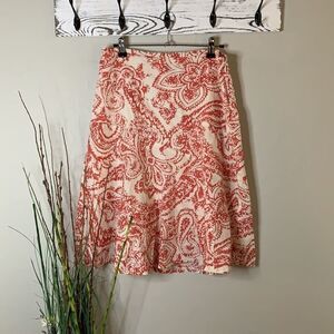 𝅺gap A-line skirt light red and white floral print
